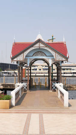 Thai waterfront pavilion at Chao Phraya Riverのeditorial素材