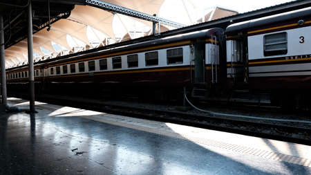 November 28 2021 : Train on platform waiting for passenger in Bangkok Grand Central Terminal Railway...