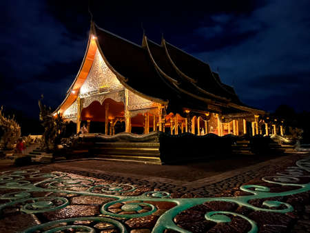 December-12- 2021, Ubon Ratchatani, Thailand : Wat Sirindhornwararam or grow in the dark temple the famous attraction in Thailand.のeditorial素材