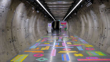 December-4-2021 : Bangkok, Thailand : Samyan Mitrtown public underground walking tunnel, Metro...