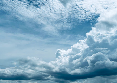 Fluffy cloud against blue sky, cloudscape in summer season.