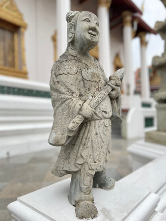 Chinese statue at Wat Suthat Thep Wararam Ratchaworahawihan temple  in Bangkok.のeditorial素材
