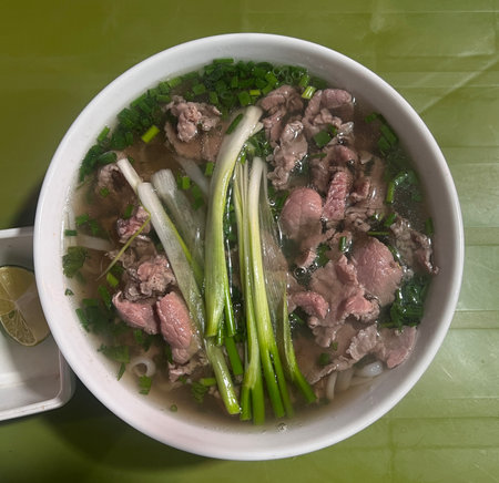 Vietnamese pho bo with beef.の写真素材