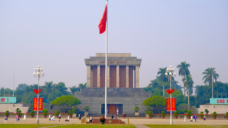 November 18 2022 - Hanoi, Vietnam : The President Ho Chi Minh Mausoleum, a large memorial in downtown Hanoi.のeditorial素材
