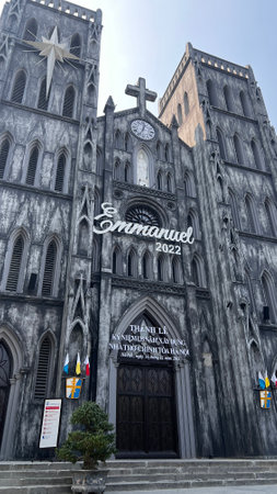 November 15 2022 : Hanoi, Vietnam : Facade of St.Joseph Cathedral in Hanoi, Vietnam.のeditorial素材
