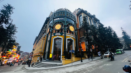 SAPA, Vietnam - 
December 14, 2022: Sun Plaza building, European luxury style shopping mall and cable car station travel to Fansipan, landmarks in Sapa, Vietnam.のeditorial素材