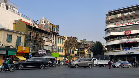 November 18 2022 - Hanoi, Vietnam : Traffic in Hanoi city.のeditorial素材