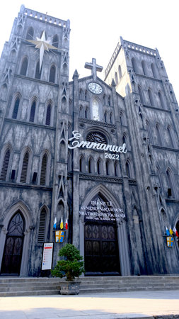 November 15 2022 : Hanoi, Vietnam : Facade of St.Joseph Cathedral in Hanoi, Vietnam.のeditorial素材