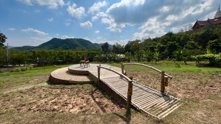 December-31-2022 : Ratchburi, Thailand : exterior and interior of Shirakawago cafe,  Suanpheng, Ratchaburi, Thailand.のeditorial素材
