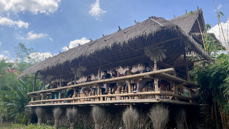 December-31-2022 : Ratchburi, Thailand : exterior and interior of Shirakawago cafe,  Suanpheng, Ratchaburi, Thailand.のeditorial素材