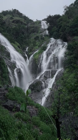 PiTuGro waterfall (heart shape waterfall) at Umphang,Tak, Thailand.の写真素材