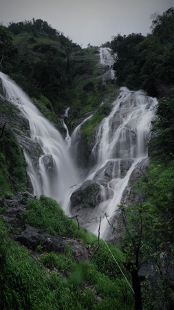 PiTuGro waterfall (heart shape waterfall) at Umphang,Tak, Thailand.の写真素材
