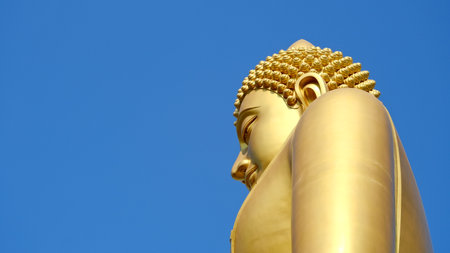Big golden buddha statueの写真素材
