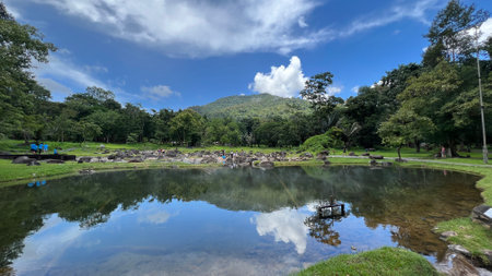 Chaeson National Park, the famous hot spring and onsen for a relaxing in Lampang province, Thailand.の写真素材