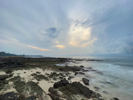 Beautiful calm sea at sunrise.の写真素材