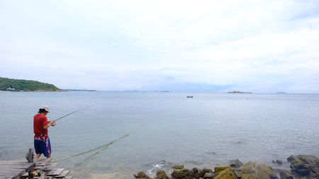 Beautiful beach in rain season at Samet island, Rayong, Thailand.の写真素材