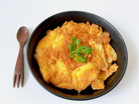 Top view table Thai style crispy omelet.の写真素材