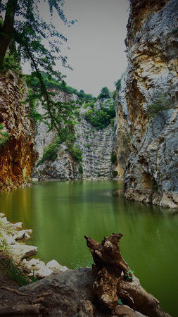 Beautiful hidden spot at Khao Ngu stone park, Ratchaburi, Thailand.の写真素材