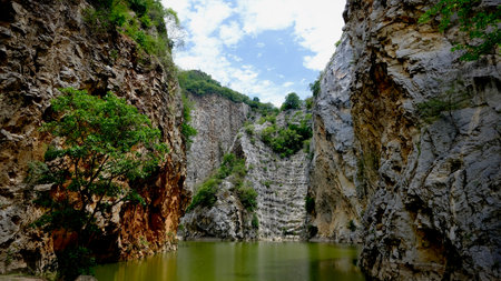 Beautiful hidden spot at Khao Ngu stone park, Ratchaburi, Thailand.の写真素材