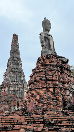 Wat Chaiwattanaram, the magnificent restored temple ruin located on Ayutthaya's city, Historical landmark.の写真素材