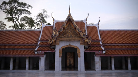 December 26 2023, Bangkok, Thailand : Wat Benchamabophit Dusitvanaram is a Buddhist temple as known as the marble temple in Bangkok.の写真素材