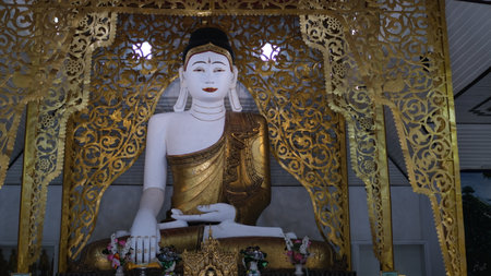 Mae Hong Son, Thailand : Buddha statues  at Wat Chong Kham and Wat Chong Klang Both of which are symbols of Shan culture.の写真素材