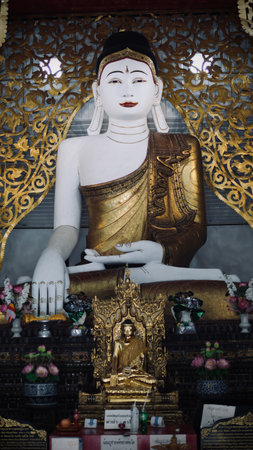 Mae Hong Son, Thailand : Buddha statues  at Wat Chong Kham and Wat Chong Klang Both of which are symbols of Shan culture.の写真素材