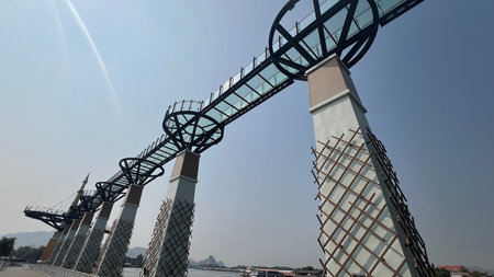 The Golden Gate Bridge is a suspension bridge in Bangkok, Thailand.の写真素材