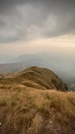 The peak of mount Mulayit Taung at sunset, Myanmar, popular attraction  to hiking and camping.