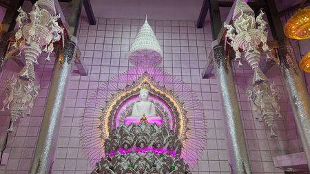Beautiful white buddha statue in the temple at Wat Phra That Pha Sorn Kaew, Phetchabun, Thailandの写真素材