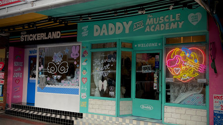 Bangkok, Thailand : Facade cute store name Daddy and the  muscle academy shop at Siam Square,  famous spot for teenager to take a photo.の写真素材
