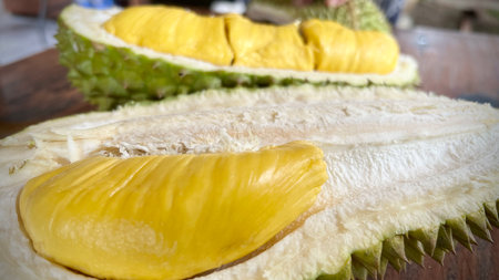 Close up of Durian fruit in the marketの写真素材