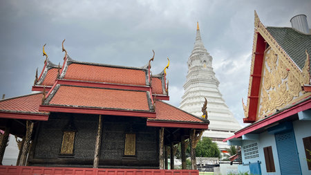 Bangkok, Thailand : Waterside scripture repository in Wat Apson Sawan Worawihanのeditorial素材