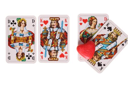Playing cards to be used as a background on a withe isolated background with copy space
