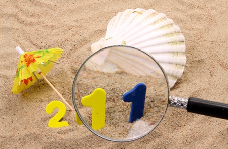 Little sandy beach in the studio in a new years sceneの写真素材