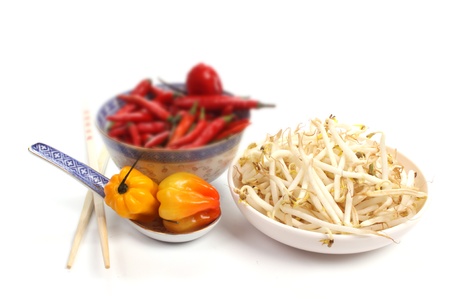 Chinese food with ingredients to make a meal