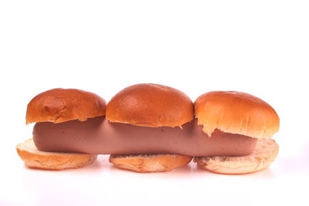 Sandwiches with big saugae isolated against a white backgroundの写真素材