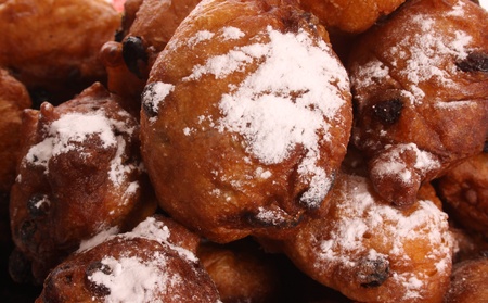 An Oliebol is typical Dutch and is only baked during te days between Christmas and New Year の写真素材