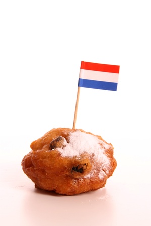 An Oliebol is typical Dutch and is only baked during te days between Christmas and New Year の写真素材