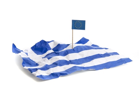 Euro under pressure in the financial world on a white backgroundの写真素材