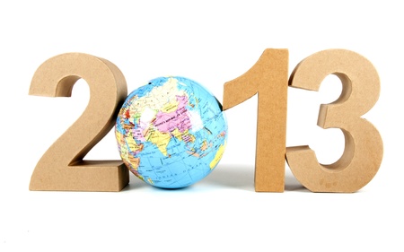 Paper numbers an a globe forming 2013 as for the new yearの写真素材