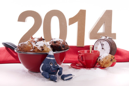 Oliebollen or Dutch donuts are made for consuming during New Years Eveの写真素材