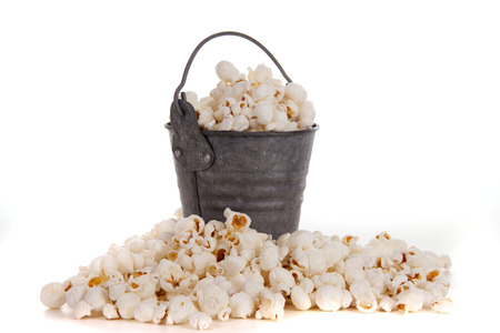 Mais in a bucket against whiteの写真素材