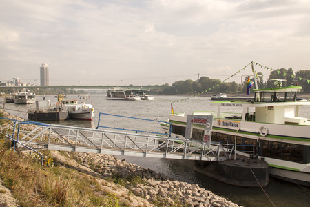 Cologne,Germany,-june 2016: The river Rine is an important water way for the city of Cologneのeditorial素材