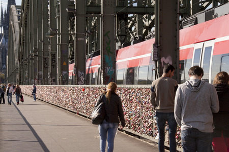 Cologne,Germany,-june 2016: Thousands of locks on the railway bridgeのeditorial素材