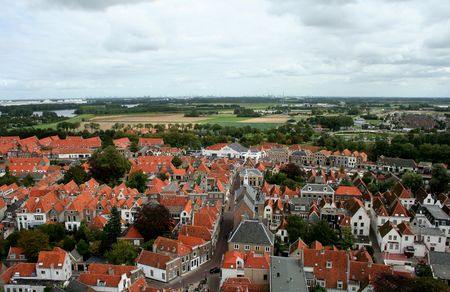 Netherlands, Brielle, june 2016: Brielle is an old historic fortress. Bird eye view from the towerのeditorial素材