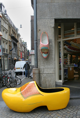 Netherlands, Amsterdam,june 2016: A big clog attracks tourists