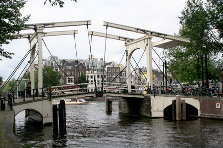 Netherlands, Amsterdam,june 2016: The Walter Suskind bridge is a typical draw-bridgeのeditorial素材