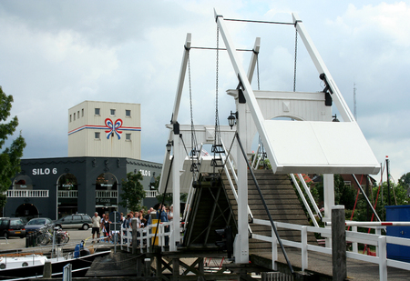 Netherlands, Harderwijk,-june 2016: harbor with draw bridgeのeditorial素材