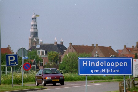 Netherlands, Hindloopen,-june 2016: Entrance to the cityのeditorial素材